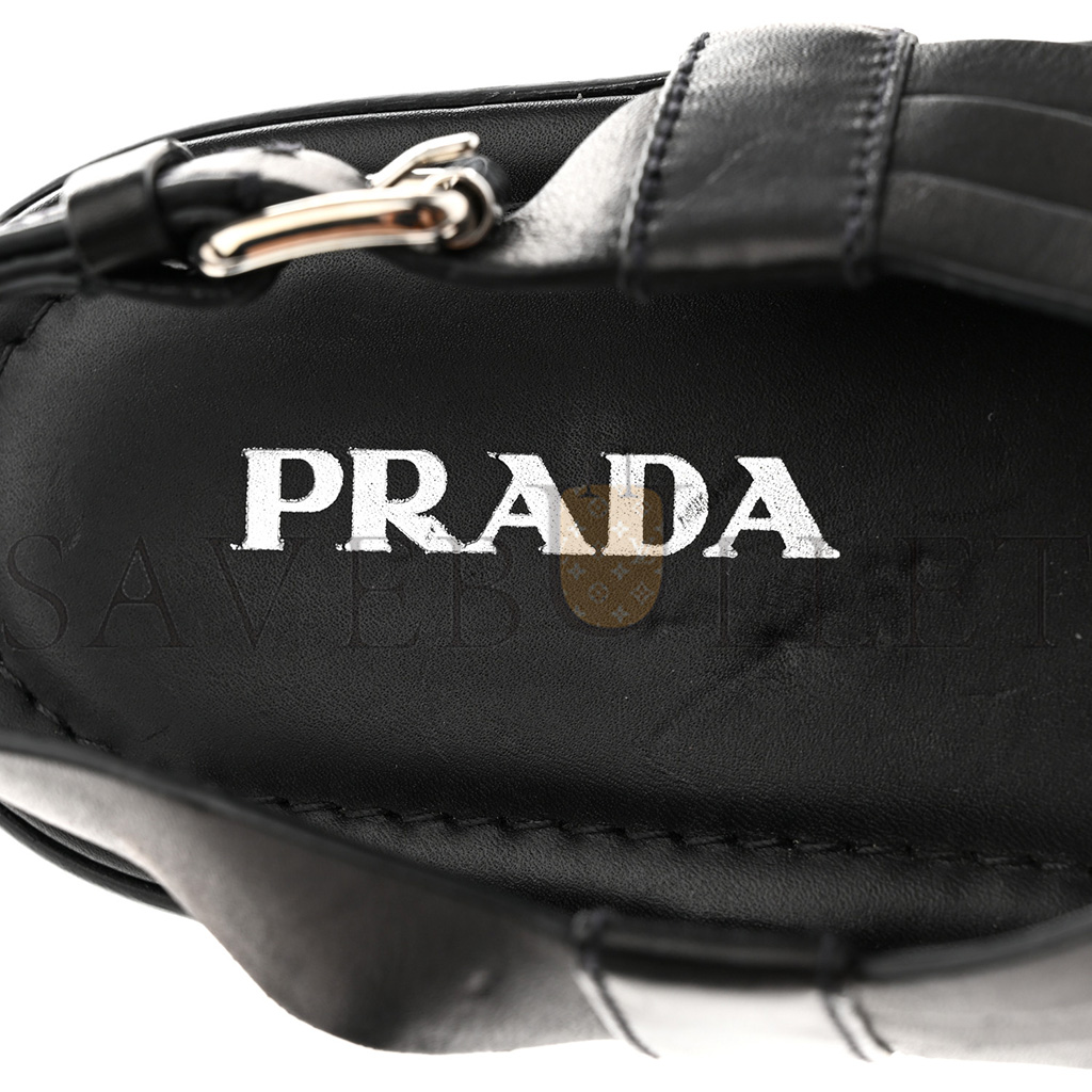 PRADA NATURAL CALFSKIN BUCKLED SLINGBACK 30MM SANDALS 38 BLACK PRADA NATURAL CALFSKIN BUCKLED SLINGBACK 30MM SANDALS 38 BLACK