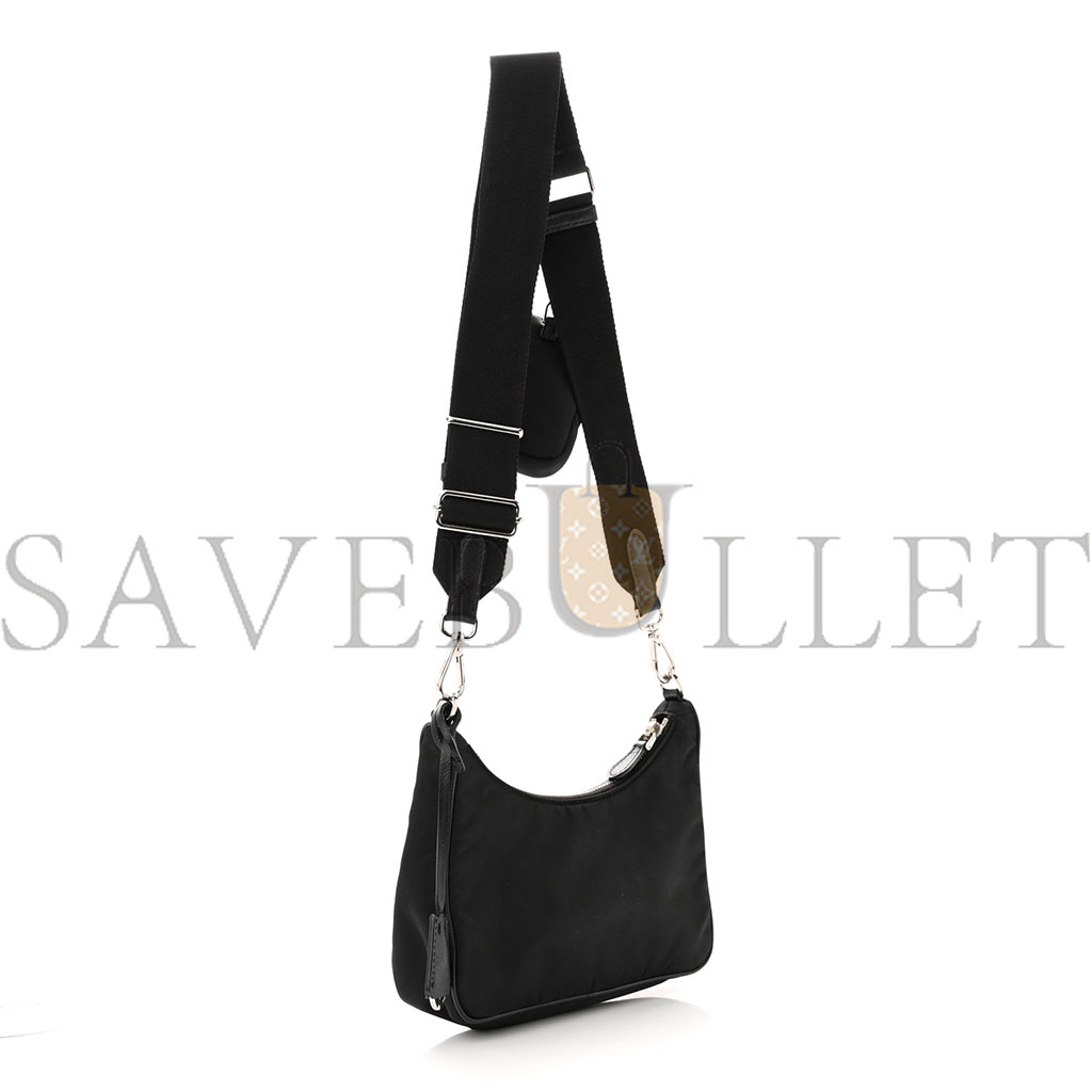 PRADA NYLON RE-EDITION 2005 SHOULDER BAG BLACK (22*18*6cm) PRADA NYLON RE-EDITION 2005 SHOULDER BAG BLACK (22*18*6cm)