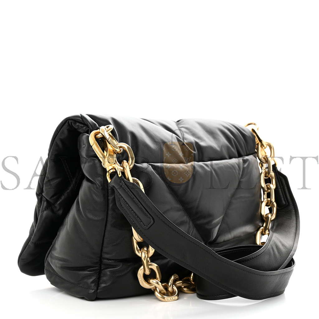 PRADA NAPPA PADDED SYSTEM PATCHWORK BAG BLACK (31*20*8cm) PRADA NAPPA PADDED SYSTEM PATCHWORK BAG BLACK (31*20*8cm)