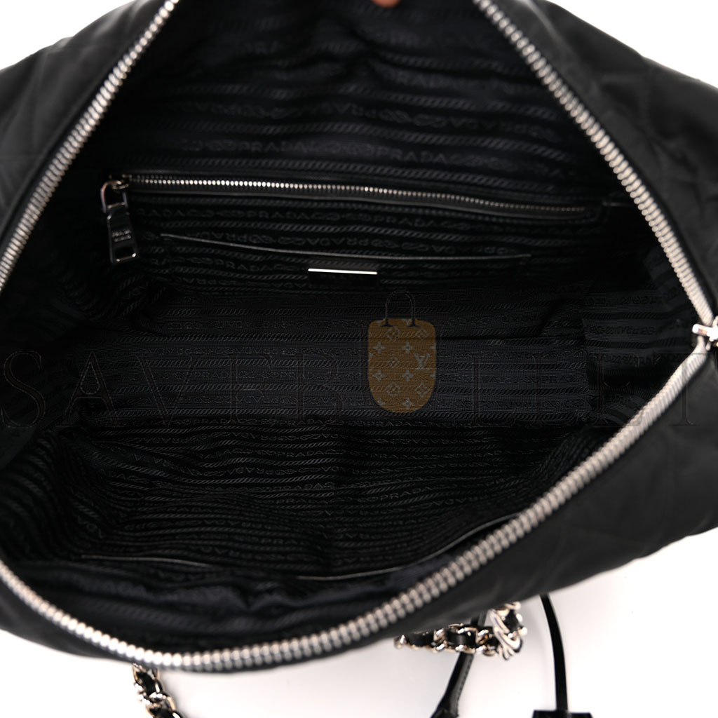 PRADA NYLON TESSUTO IMPUNTU QUILTED SHOULDER BAG BLACK (36*25*14cm) PRADA NYLON TESSUTO IMPUNTU QUILTED SHOULDER BAG BLACK (36*25*14cm)