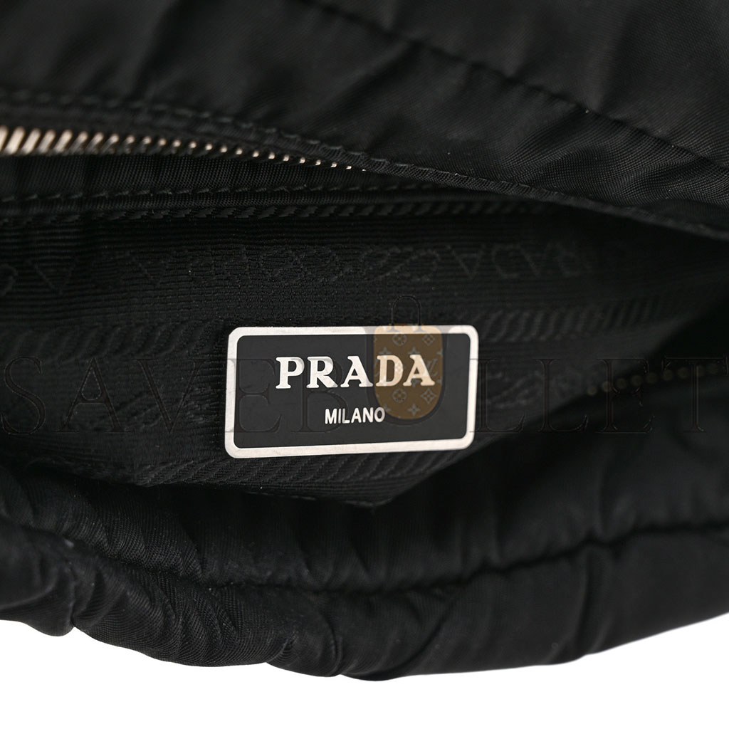 PRADA NYLON TESSUTO QUILTED PADDED SHOULDER BAG BLACK (25*18*9m) PRADA NYLON TESSUTO QUILTED PADDED SHOULDER BAG BLACK (25*18*9m)