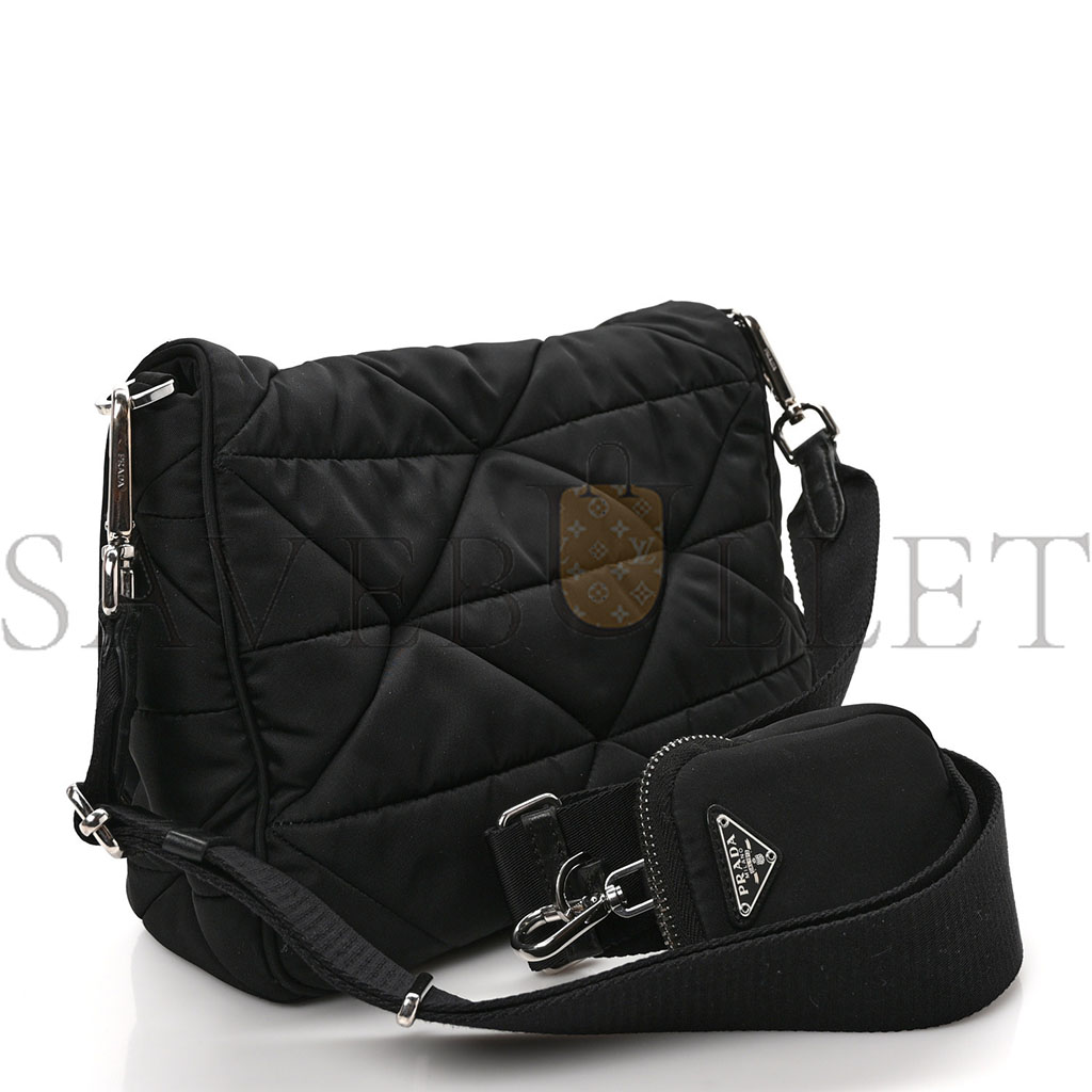 PRADA NYLON TESSUTO QUILTED PADDED SHOULDER BAG BLACK (25*18*9m) PRADA NYLON TESSUTO QUILTED PADDED SHOULDER BAG BLACK (25*18*9m)