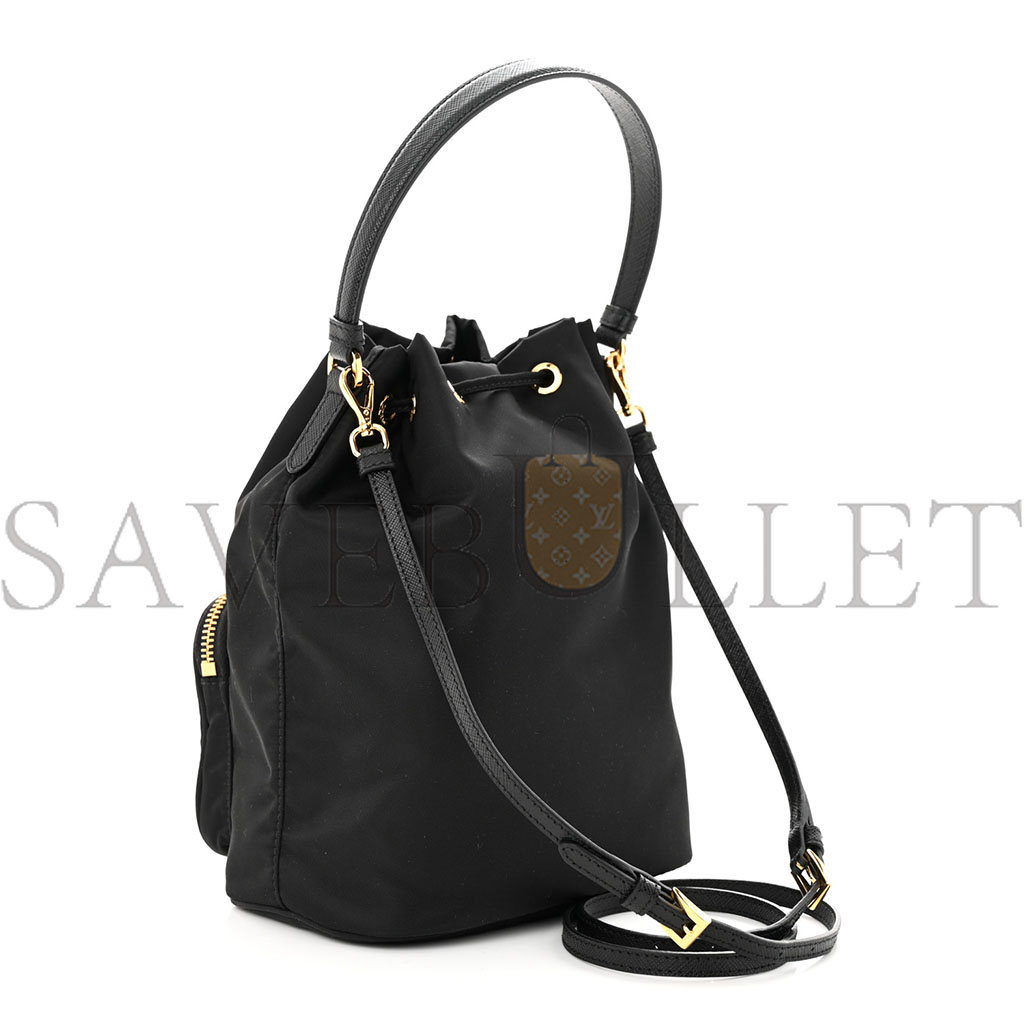 PRADA RE-NYLON DUET DRAWSTRING SHOULDER BAG BLACK (23*18*11cm) PRADA RE-NYLON DUET DRAWSTRING SHOULDER BAG BLACK (23*18*11cm)