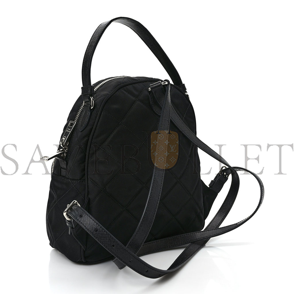 PRADA NYLON TESSUTO IMPUNTU QUILTED BACKPACK BLACK (23*23*11cm) PRADA NYLON TESSUTO IMPUNTU QUILTED BACKPACK BLACK (23*23*11cm)