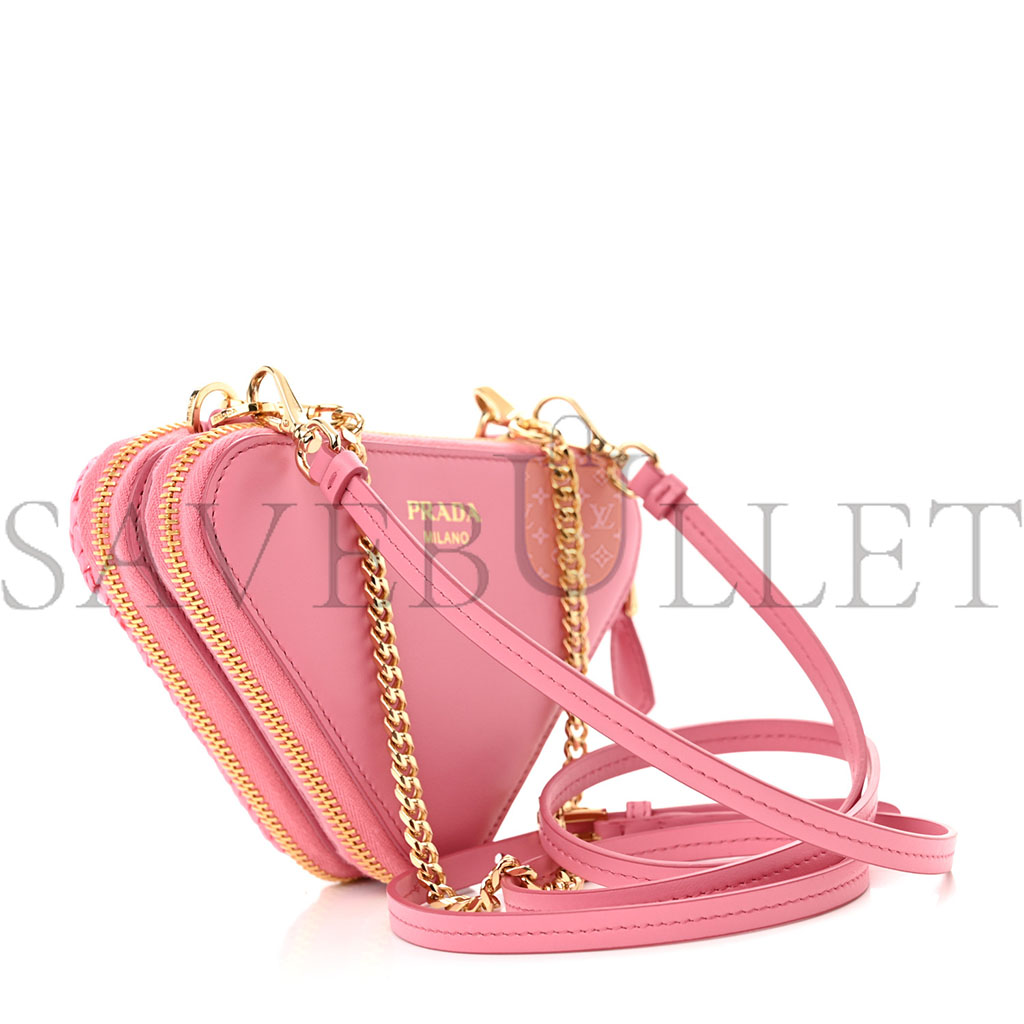 PRADA RAFFIA EFFECT YARN CROCHET MINI TRIANGLE POUCH PETAL PINK (15*10*5cm) PRADA RAFFIA EFFECT YARN CROCHET MINI TRIANGLE POUCH PETAL PINK (15*10*5cm)