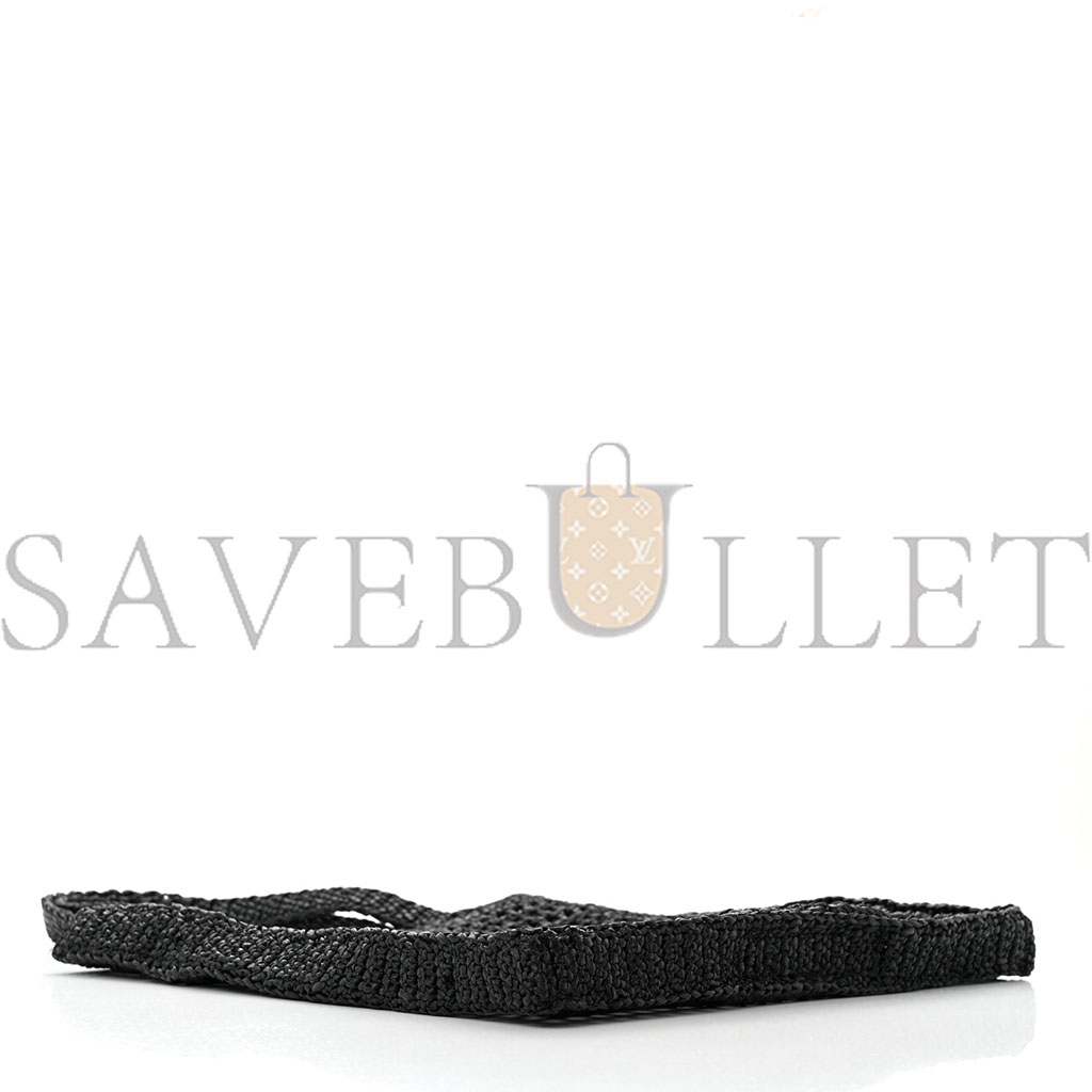 PRADA RAFFIA EMBROIDERED LOGO TOTE BAG BLACK (37*36*4cm) PRADA RAFFIA EMBROIDERED LOGO TOTE BAG BLACK (37*36*4cm)