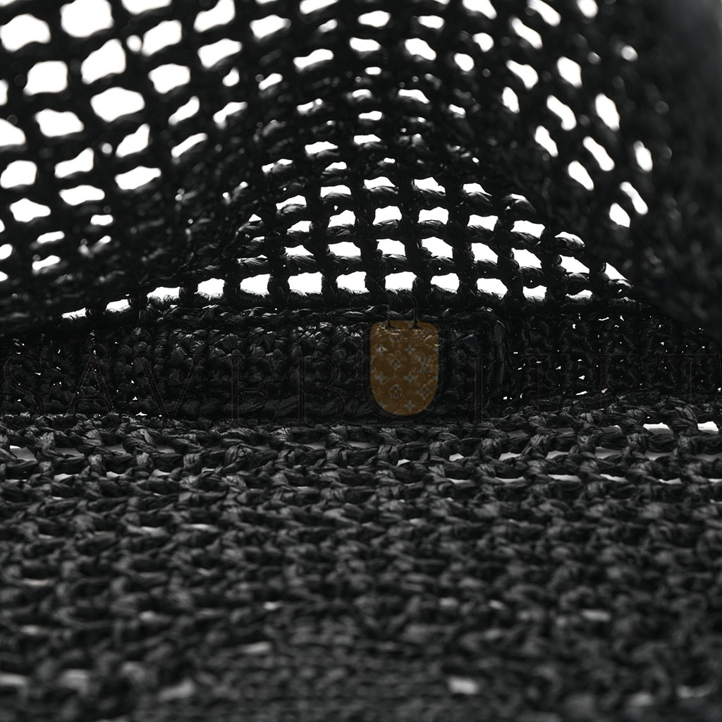 PRADA RAFFIA EMBROIDERED LOGO TOTE BAG BLACK (37*36*4cm) PRADA RAFFIA EMBROIDERED LOGO TOTE BAG BLACK (37*36*4cm)