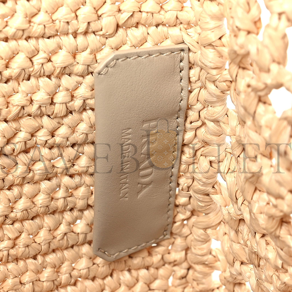 PRADA RAFFIA EMBROIDERED SMALL LOGO TOTE BAG NATURALE (21*21*11cm) PRADA RAFFIA EMBROIDERED SMALL LOGO TOTE BAG NATURALE (21*21*11cm)