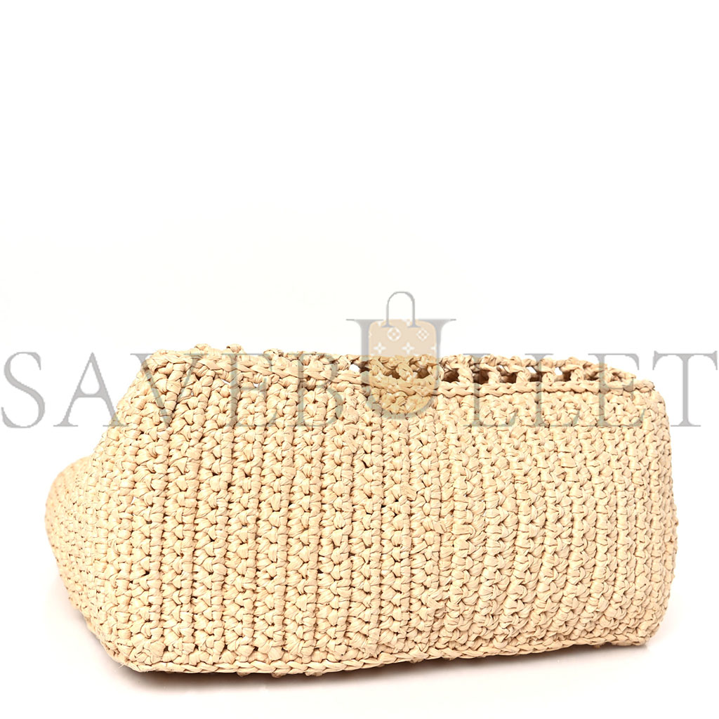 PRADA RAFFIA EMBROIDERED SMALL LOGO TOTE BAG NATURALE (21*21*11cm) PRADA RAFFIA EMBROIDERED SMALL LOGO TOTE BAG NATURALE (21*21*11cm)