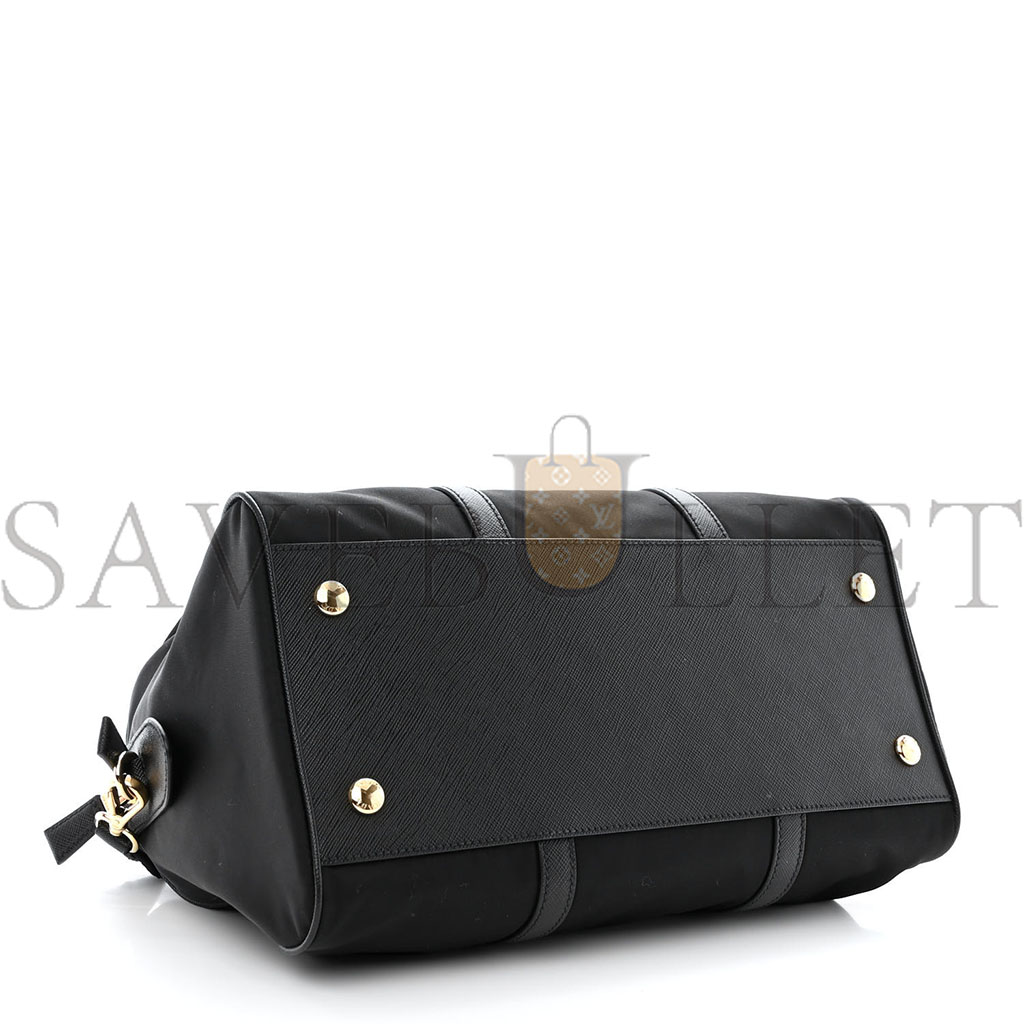 PRADA NYLON SAFFIANO RE-EDITION 1978 MEDIUM TOP HANDLE BAG BLACK (31*17*15cm) PRADA NYLON SAFFIANO RE-EDITION 1978 MEDIUM TOP HANDLE BAG BLACK (31*17*15cm)