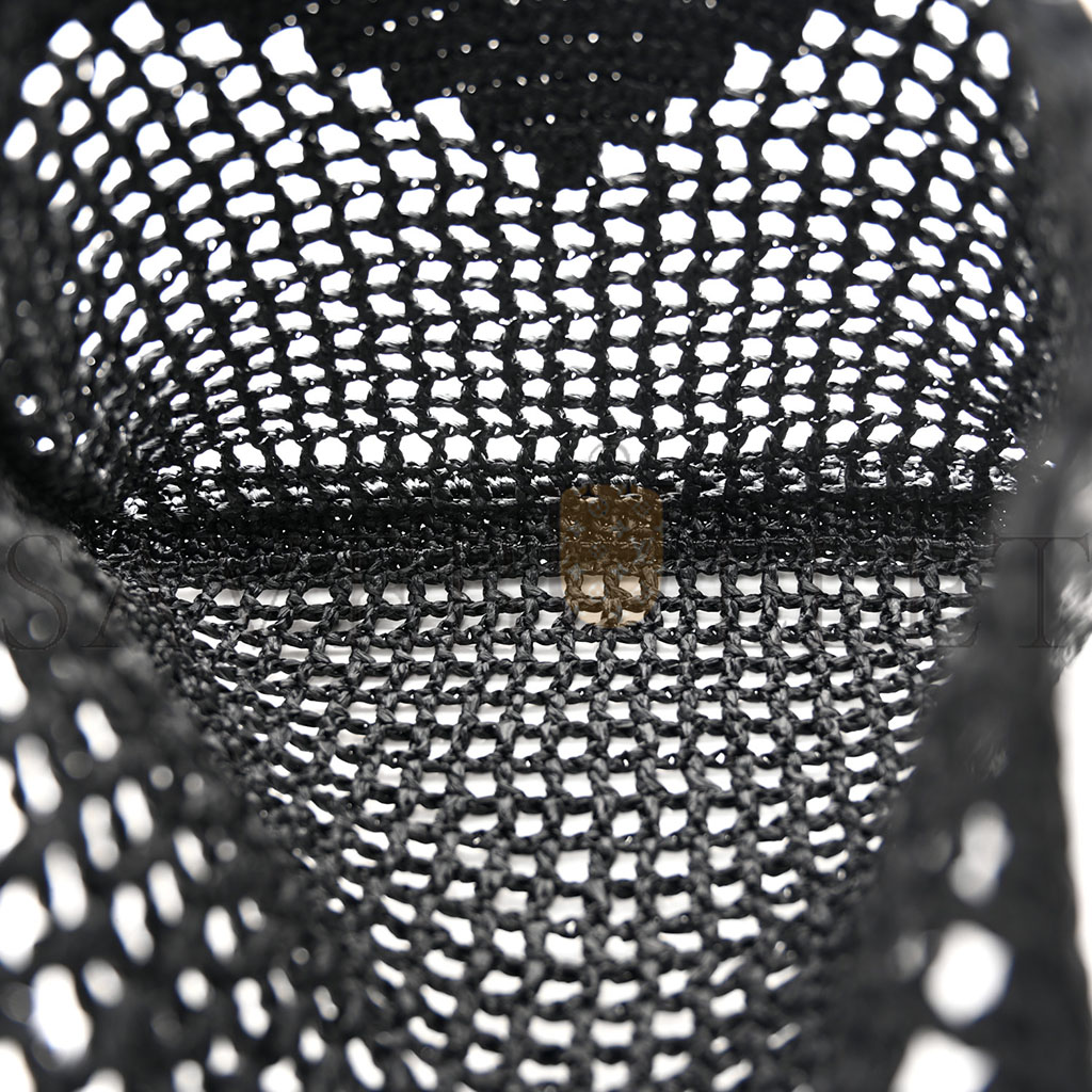 PRADA RAFFIA EMBROIDERED LOGO TOTE BAG BLACK (37*37*4cm) PRADA RAFFIA EMBROIDERED LOGO TOTE BAG BLACK (37*37*4cm)