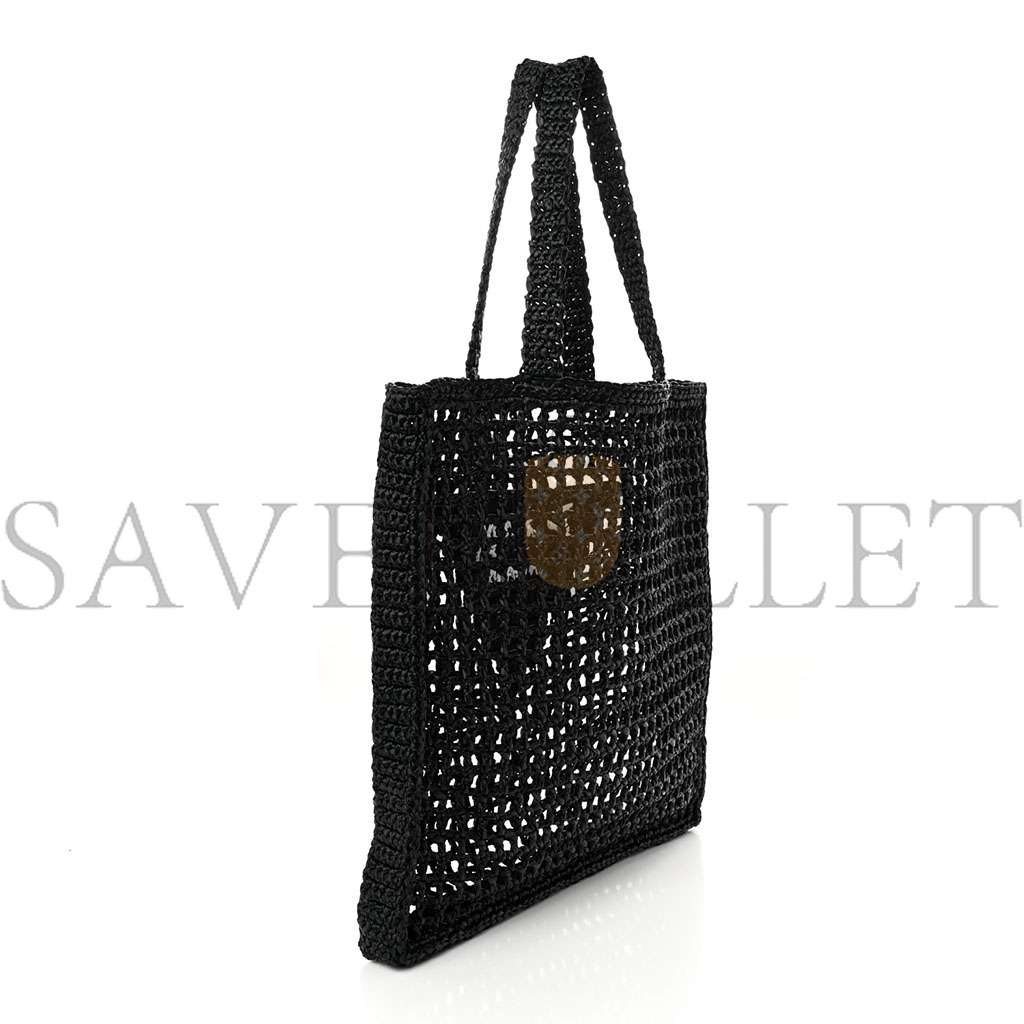 PRADA RAFFIA EMBROIDERED LOGO TOTE BAG BLACK (37*37*4cm) PRADA RAFFIA EMBROIDERED LOGO TOTE BAG BLACK (37*37*4cm)