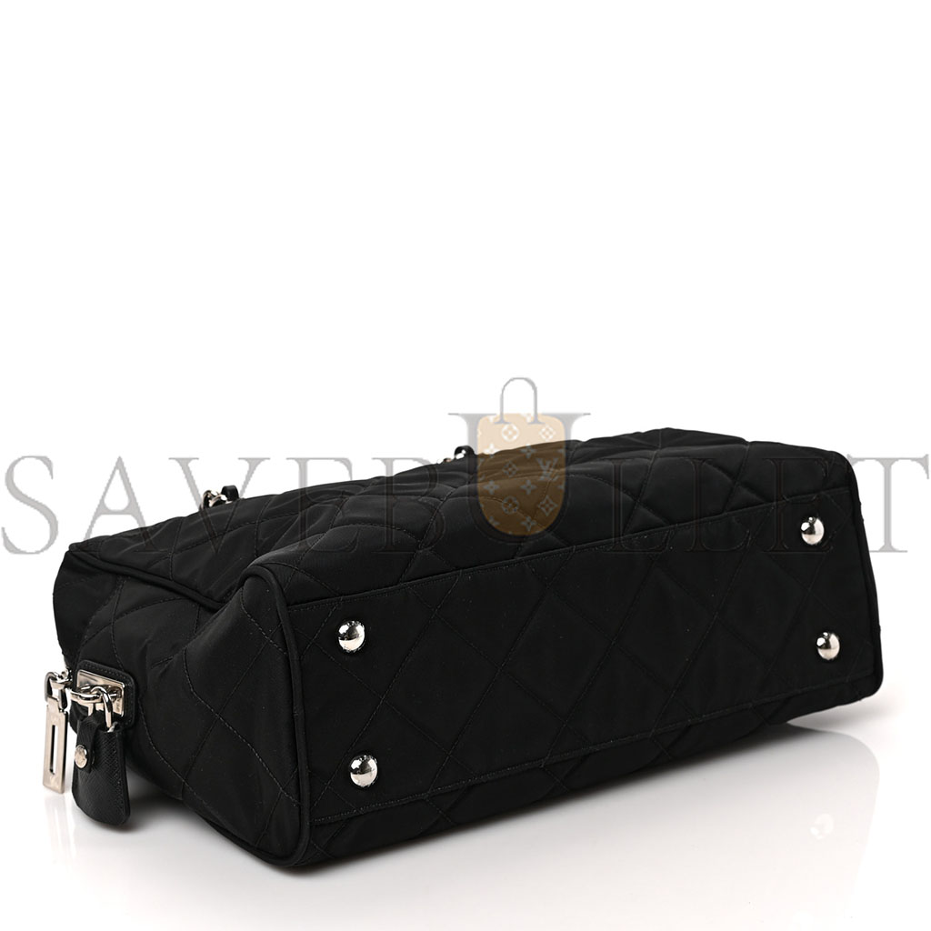 PRADA NYLON TESSUTO IMPUNTU QUILTED SHOULDER BAG BLACK (30*21*11cm) PRADA NYLON TESSUTO IMPUNTU QUILTED SHOULDER BAG BLACK (30*21*11cm)