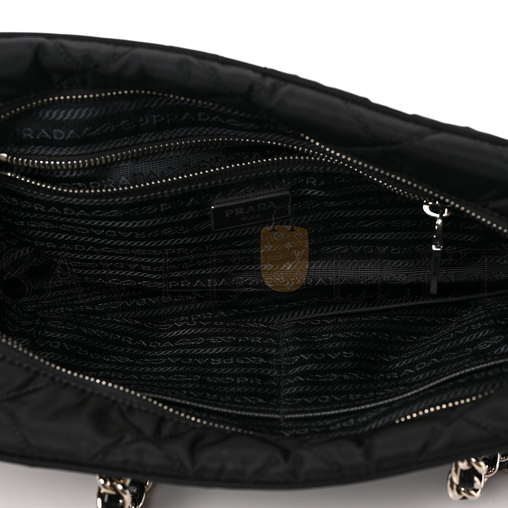 PRADA NYLON TESSUTO IMPUNTU QUILTED SHOULDER BAG BLACK (30*21*11cm) PRADA NYLON TESSUTO IMPUNTU QUILTED SHOULDER BAG BLACK (30*21*11cm)