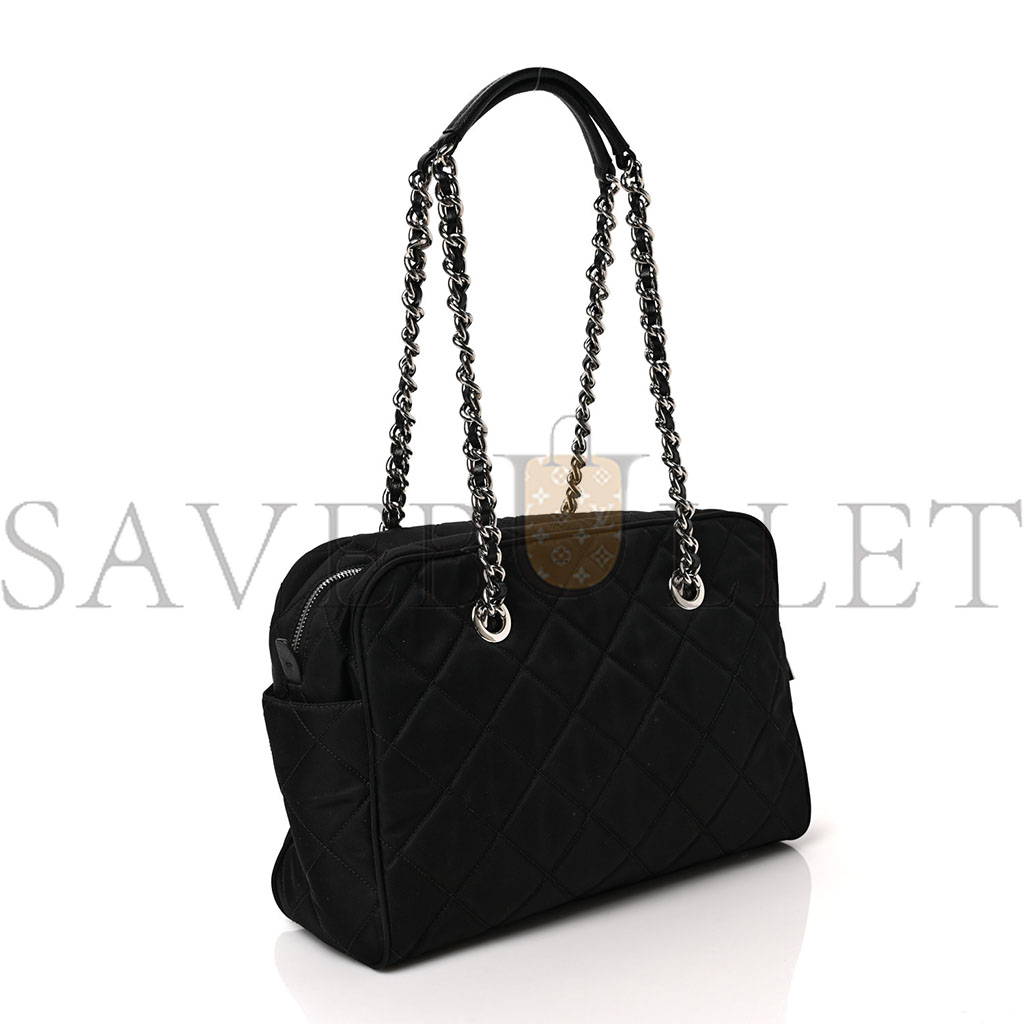 PRADA NYLON TESSUTO IMPUNTU QUILTED SHOULDER BAG BLACK (30*21*11cm) PRADA NYLON TESSUTO IMPUNTU QUILTED SHOULDER BAG BLACK (30*21*11cm)