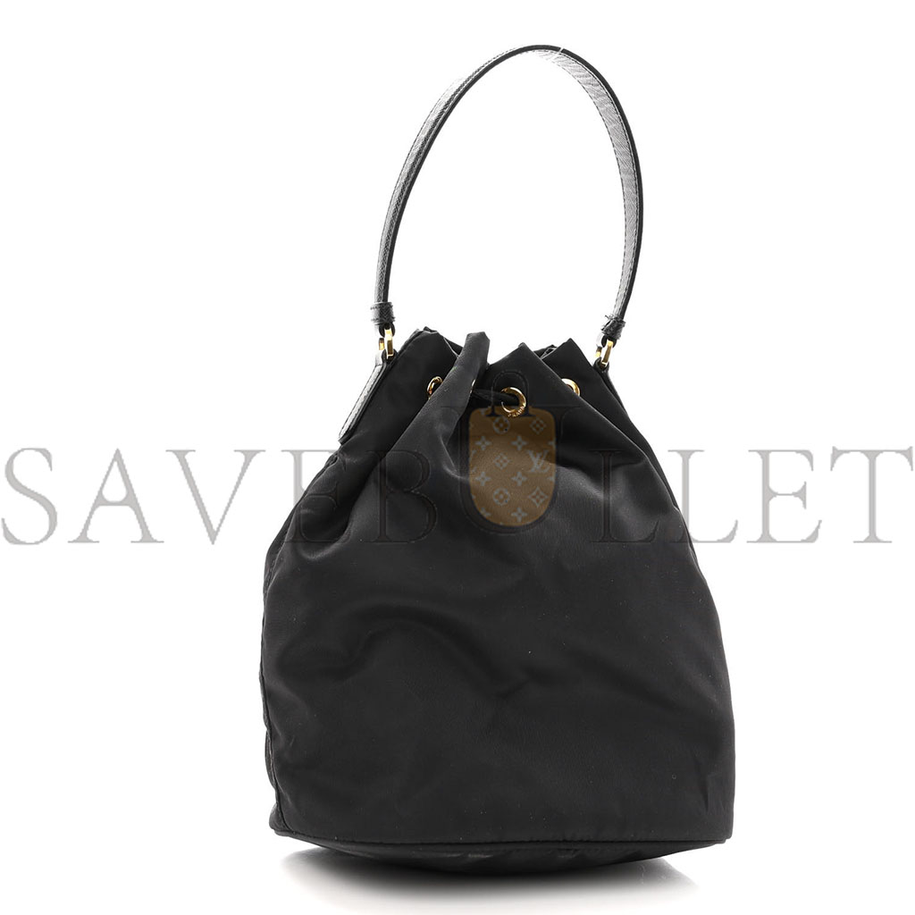 PRADA RE-NYLON DUET DRAWSTRING SHOULDER BAG BLACK (23*18*11cm) PRADA RE-NYLON DUET DRAWSTRING SHOULDER BAG BLACK (23*18*11cm)