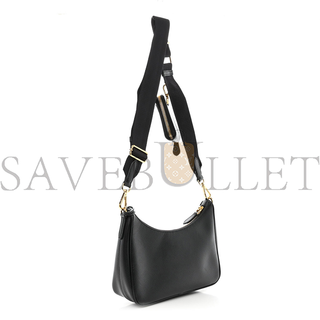 PRADA SAFFIANO LUX RE-EDITION 2005 SHOULDER BAG BLACK (22*17*6cm) PRADA SAFFIANO LUX RE-EDITION 2005 SHOULDER BAG BLACK (22*17*6cm)