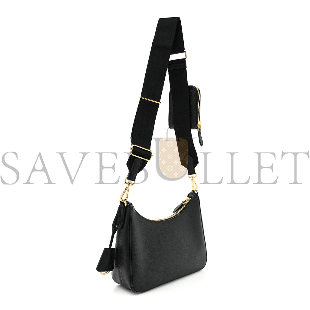 PRADA SAFFIANO LUX RE-EDITION 2005 SHOULDER BAG BLACK (22*17*6cm) PRADA SAFFIANO LUX RE-EDITION 2005 SHOULDER BAG BLACK (22*17*6cm)