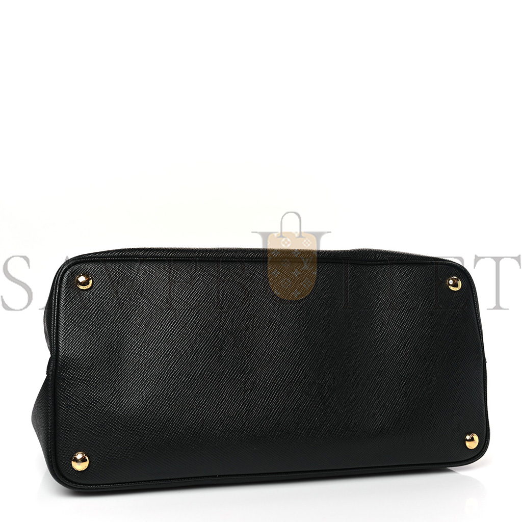PRADA SAFFIANO CUIR LARGE DOUBLE BAG BLACK FUOCO (35*27*17cm) PRADA SAFFIANO CUIR LARGE DOUBLE BAG BLACK FUOCO (35*27*17cm)