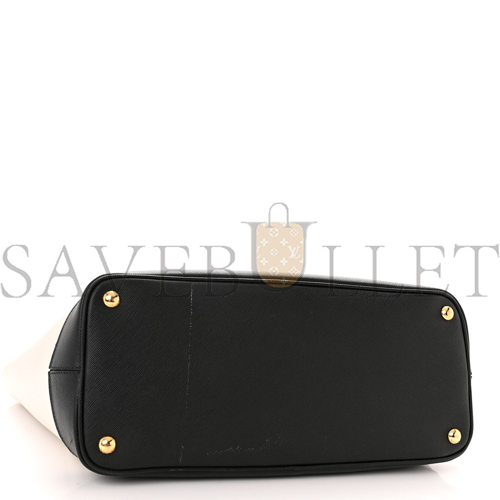 PRADA SAFFIANO MEDIUM BI-COLOR TOP HANDLE TOTE BLACK TALCO (36*30*15cm) PRADA SAFFIANO MEDIUM BI-COLOR TOP HANDLE TOTE BLACK TALCO (36*30*15cm)