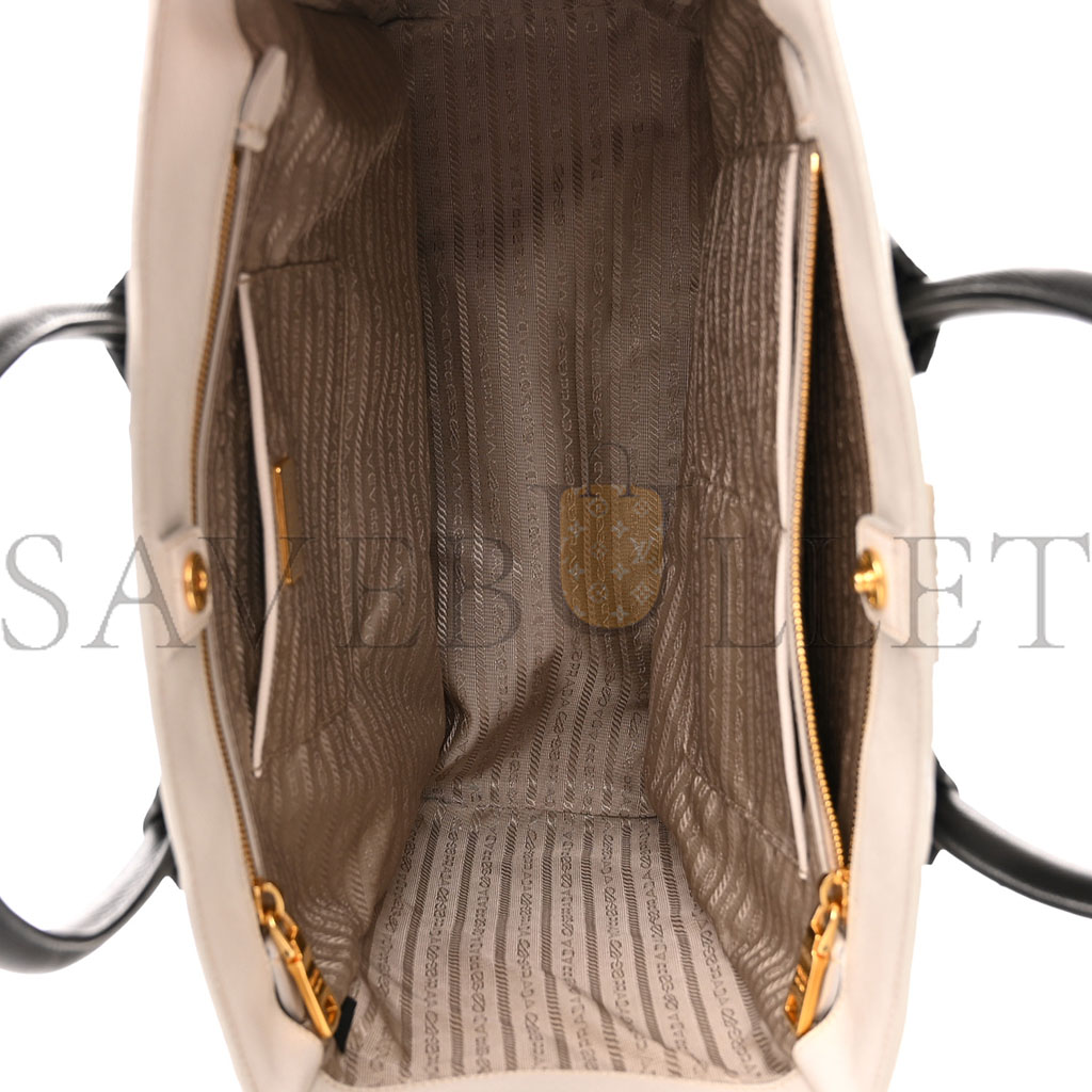 PRADA SAFFIANO MEDIUM BI-COLOR TOP HANDLE TOTE BLACK TALCO (36*30*15cm) PRADA SAFFIANO MEDIUM BI-COLOR TOP HANDLE TOTE BLACK TALCO (36*30*15cm)