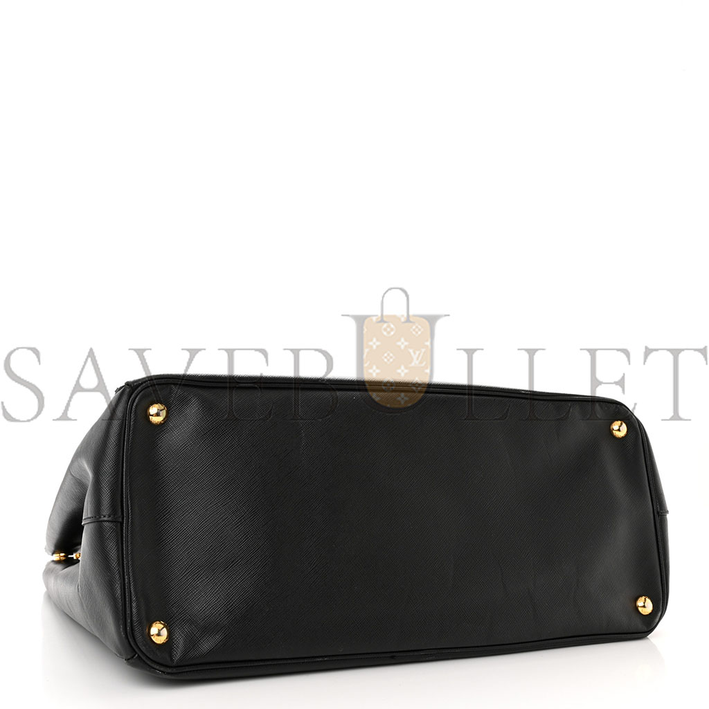 PRADA SAFFIANO LUX EXTRA LARGE GALLERIA DOUBLE ZIP TOTE BLACK (40*30*17cm) PRADA SAFFIANO LUX EXTRA LARGE GALLERIA DOUBLE ZIP TOTE BLACK (40*30*17cm)