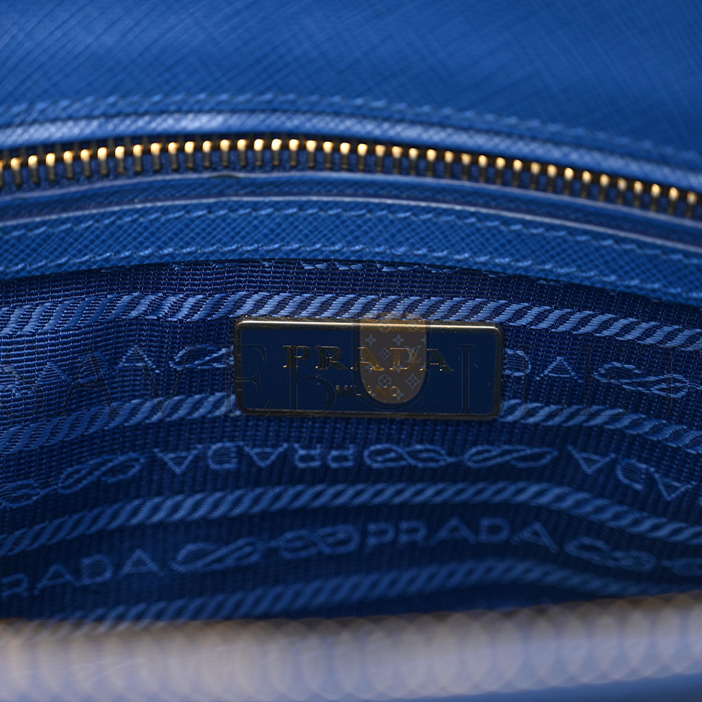 PRADA SAFFIANO LUX MINI GALLERIA DOUBLE ZIP TOTE AZZURO (27*17*12cm) PRADA SAFFIANO LUX MINI GALLERIA DOUBLE ZIP TOTE AZZURO (27*17*12cm)