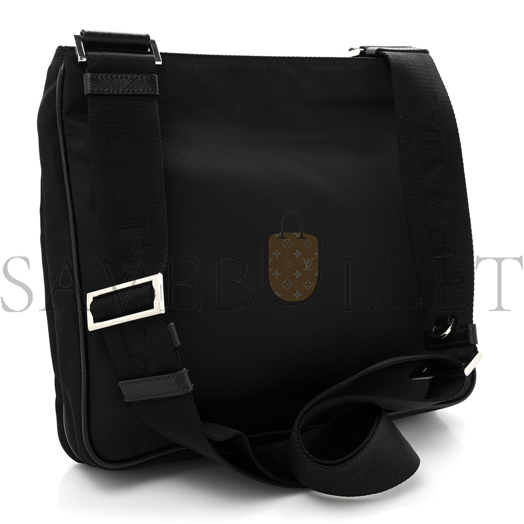 PRADA RE-NYLON SAFFIANO MESSENGER BAG BLACK (28*25*6cm) PRADA RE-NYLON SAFFIANO MESSENGER BAG BLACK (28*25*6cm)