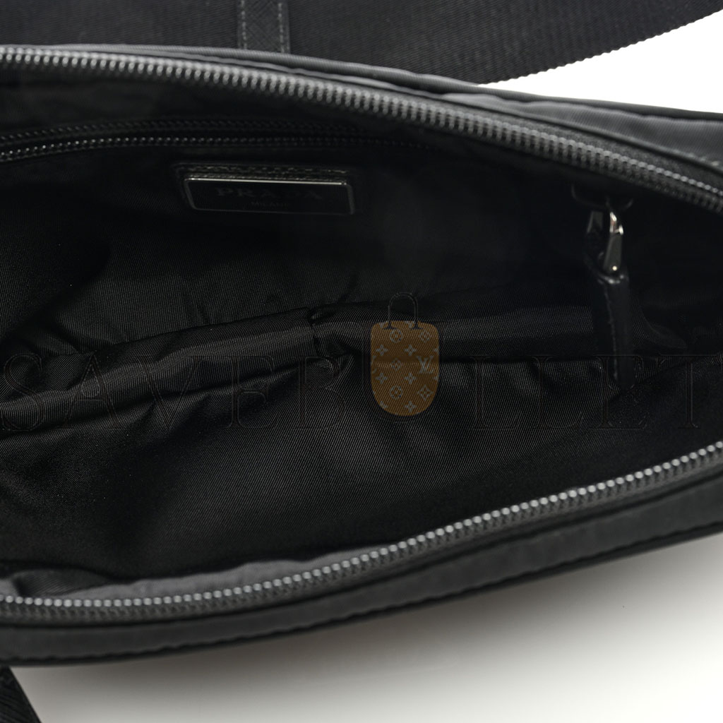 PRADA RE-NYLON SAFFIANO BELT BAG BLACK (21*13*5cm) PRADA RE-NYLON SAFFIANO BELT BAG BLACK (21*13*5cm)