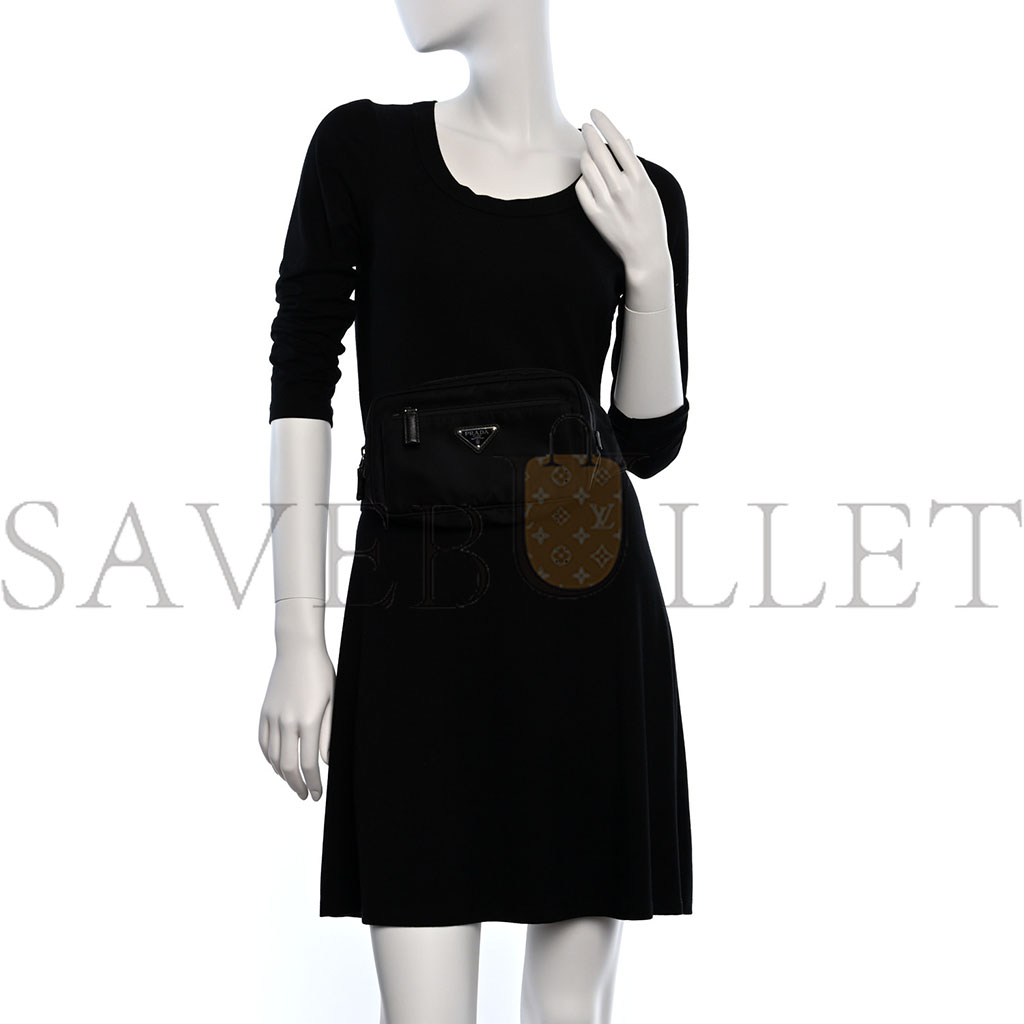 PRADA RE-NYLON SAFFIANO BELT BAG BLACK (21*13*5cm) PRADA RE-NYLON SAFFIANO BELT BAG BLACK (21*13*5cm)