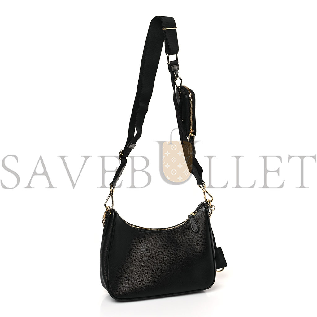 PRADA SAFFIANO LUX RE-EDITION 2005 SHOULDER BAG BLACK (22*17*6cm) PRADA SAFFIANO LUX RE-EDITION 2005 SHOULDER BAG BLACK (22*17*6cm)
