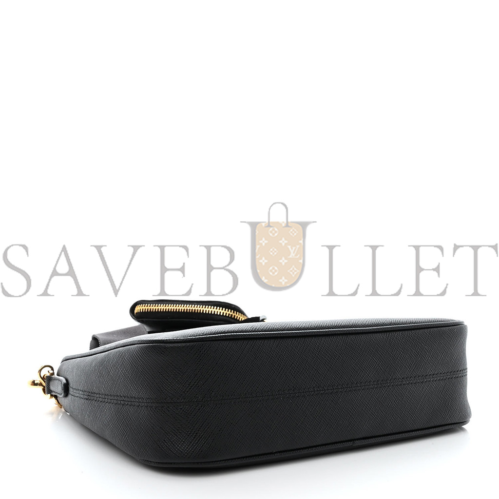 PRADA SAFFIANO LUX RE-EDITION 2005 SHOULDER BAG BLACK (22*17*6cm) PRADA SAFFIANO LUX RE-EDITION 2005 SHOULDER BAG BLACK (22*17*6cm)