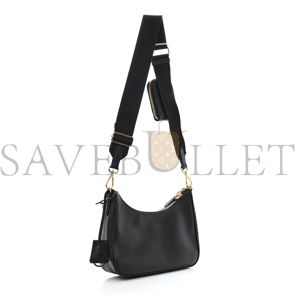 PRADA SAFFIANO LUX RE-EDITION 2005 SHOULDER BAG BLACK (22*17*6cm) PRADA SAFFIANO LUX RE-EDITION 2005 SHOULDER BAG BLACK (22*17*6cm)