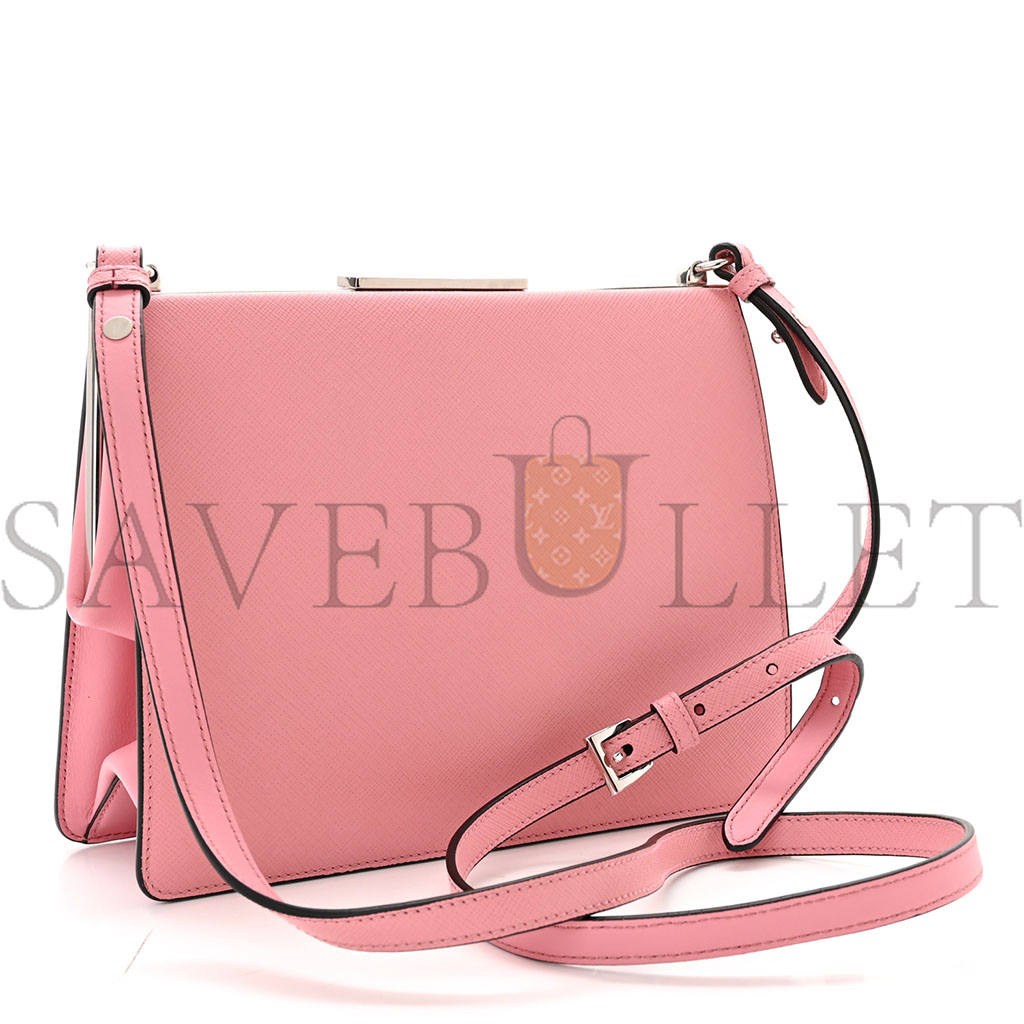 PRADA SAFFIANO CITY CALF LIGHT FRAME BAG PINK (22*18*9cm) PRADA SAFFIANO CITY CALF LIGHT FRAME BAG PINK (22*18*9cm)
