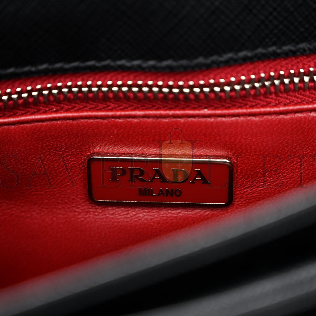 PRADA SAFFIANO LUX CHAIN SHOULDER BAG BLACK (24*15*6cm) PRADA SAFFIANO LUX CHAIN SHOULDER BAG BLACK (24*15*6cm)