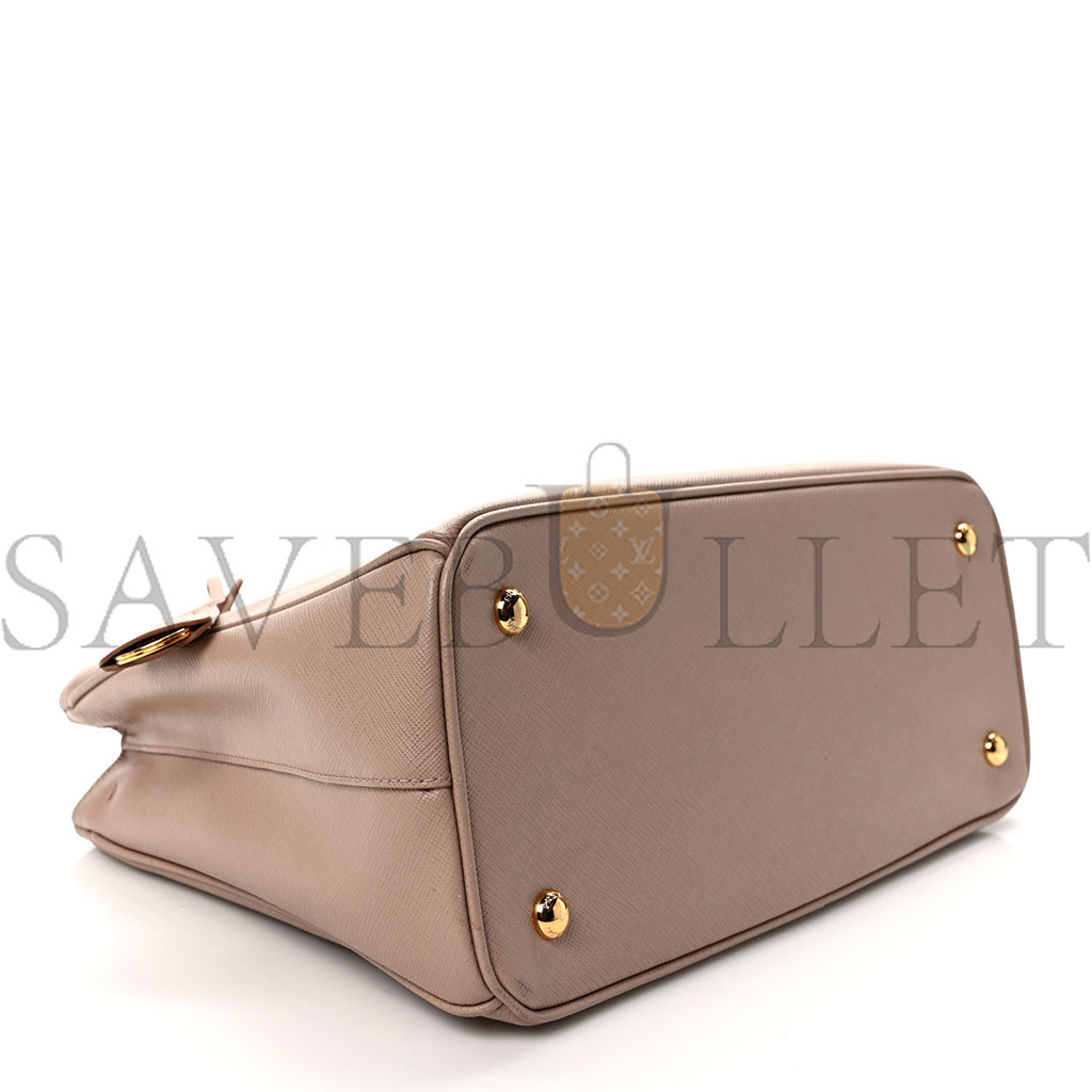 PRADA SAFFIANO MEDIUM GALLERIA DOUBLE ZIP TOTE CAMMEO (32*20*13cm) PRADA SAFFIANO MEDIUM GALLERIA DOUBLE ZIP TOTE CAMMEO (32*20*13cm)