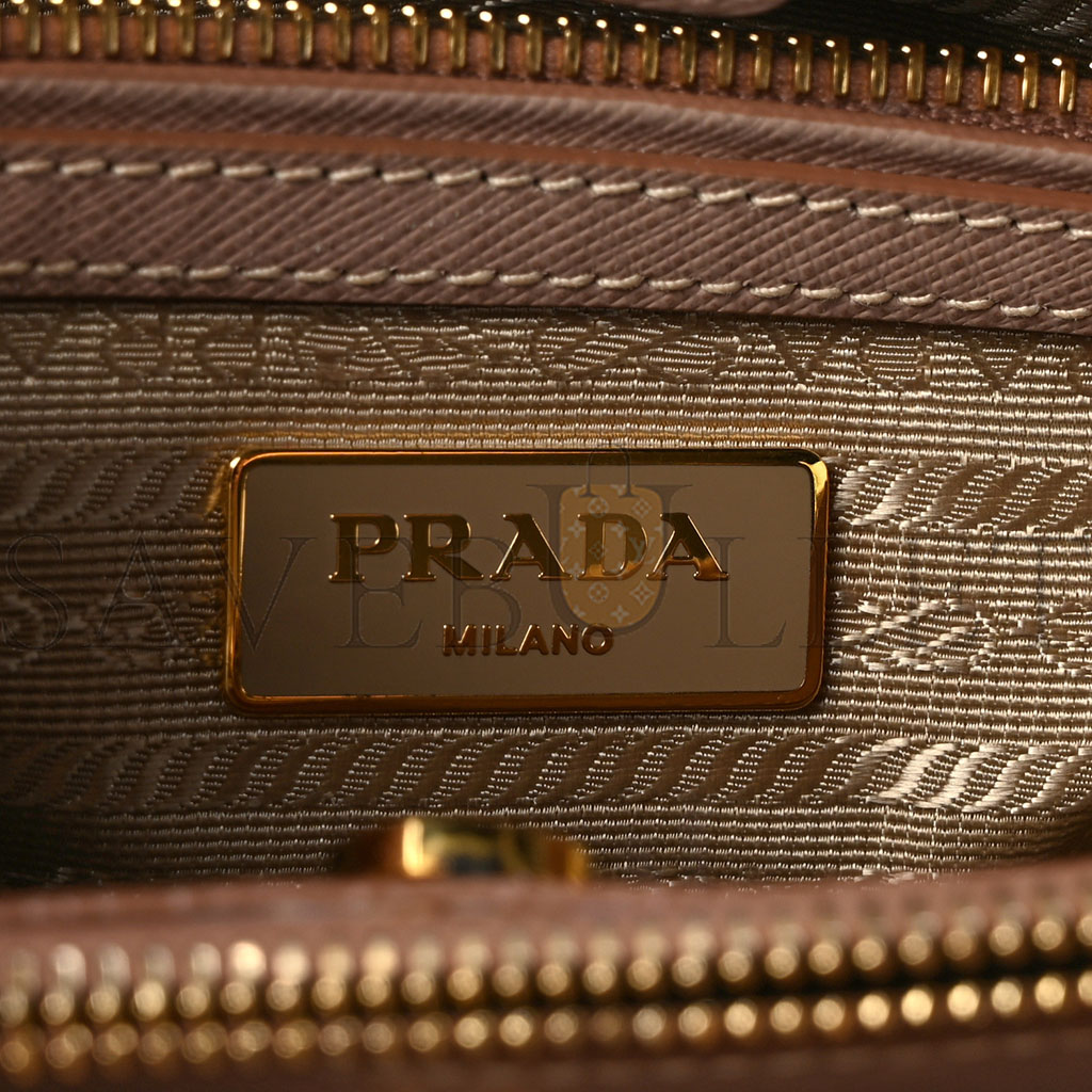 PRADA SAFFIANO MEDIUM GALLERIA DOUBLE ZIP TOTE CAMMEO (32*20*13cm) PRADA SAFFIANO MEDIUM GALLERIA DOUBLE ZIP TOTE CAMMEO (32*20*13cm)