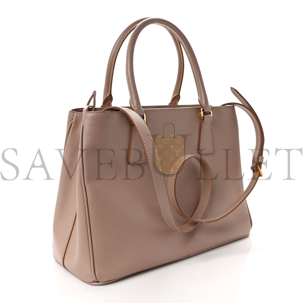 PRADA SAFFIANO MEDIUM GALLERIA DOUBLE ZIP TOTE CAMMEO (32*20*13cm) PRADA SAFFIANO MEDIUM GALLERIA DOUBLE ZIP TOTE CAMMEO (32*20*13cm)