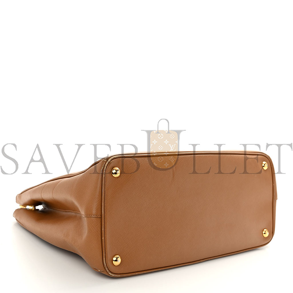 PRADA SAFFIANO LARGE GALLERIA DOUBLE ZIP TOTE CARAMEL (36*26*16cm) PRADA SAFFIANO LARGE GALLERIA DOUBLE ZIP TOTE CARAMEL (36*26*16cm)