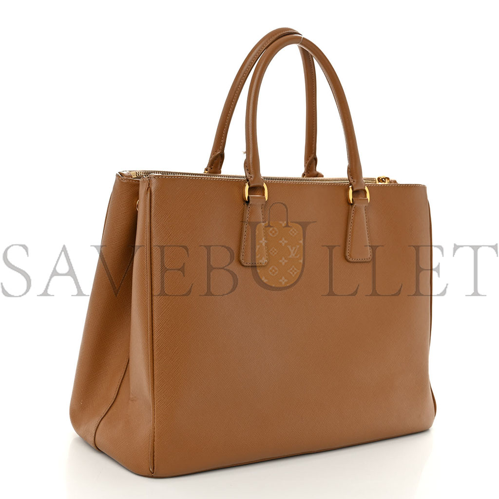 PRADA SAFFIANO LARGE GALLERIA DOUBLE ZIP TOTE CARAMEL (36*26*16cm) PRADA SAFFIANO LARGE GALLERIA DOUBLE ZIP TOTE CARAMEL (36*26*16cm)