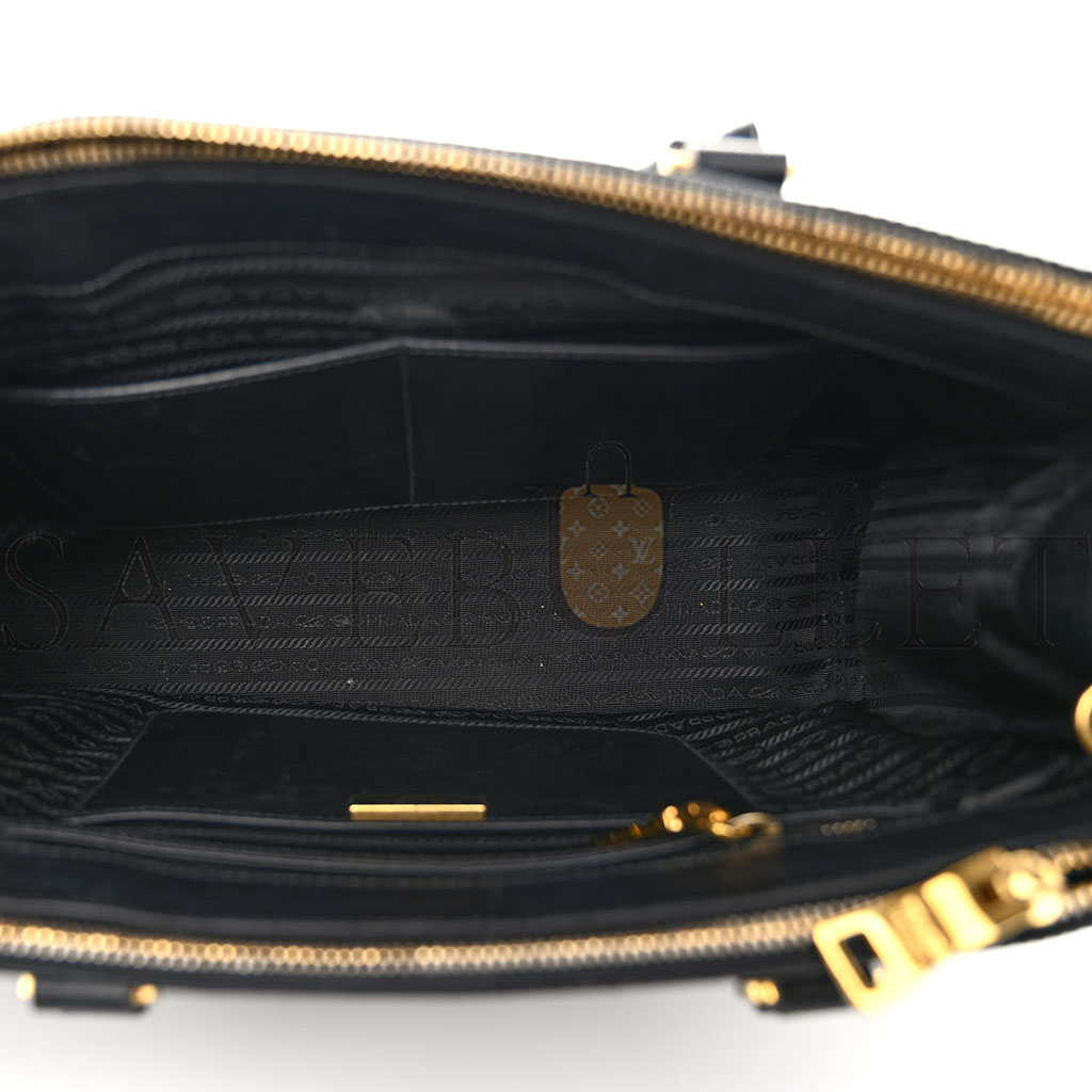 PRADA SAFFIANO MEDIUM GALLERIA DOUBLE ZIP TOTE BLACK (30*23*15cm) PRADA SAFFIANO MEDIUM GALLERIA DOUBLE ZIP TOTE BLACK (30*23*15cm)