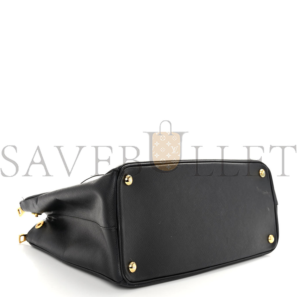 PRADA SAFFIANO MEDIUM GALLERIA DOUBLE ZIP TOTE BLACK (30*23*15cm) PRADA SAFFIANO MEDIUM GALLERIA DOUBLE ZIP TOTE BLACK (30*23*15cm)