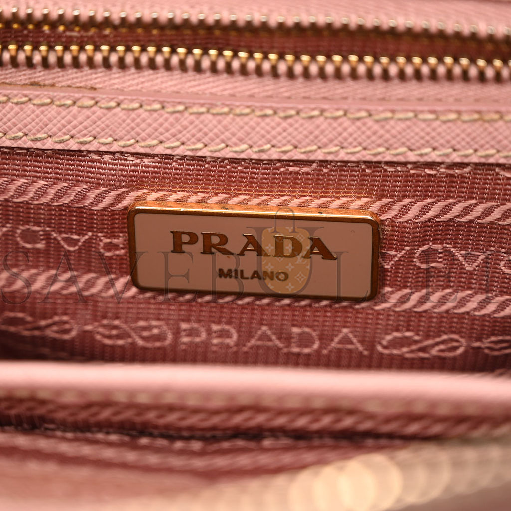 PRADA SAFFIANO SMALL GALLERIA DOUBLE ZIP TOTE ORCHIDEA (27*17*11cm) PRADA SAFFIANO SMALL GALLERIA DOUBLE ZIP TOTE ORCHIDEA (27*17*11cm)