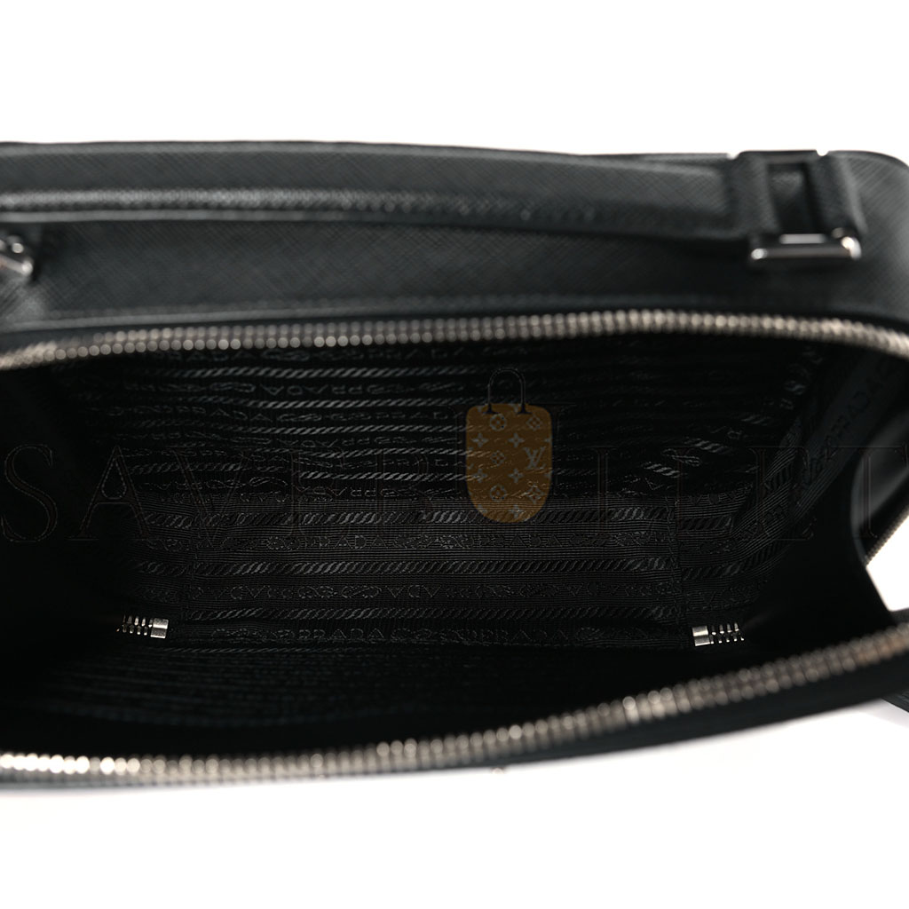 PRADA SAFFIANO TRAVEL MENS MEDIUM BRIQUE CROSSBODY BAG BLACK (22*17*6cm) PRADA SAFFIANO TRAVEL MENS MEDIUM BRIQUE CROSSBODY BAG BLACK (22*17*6cm)