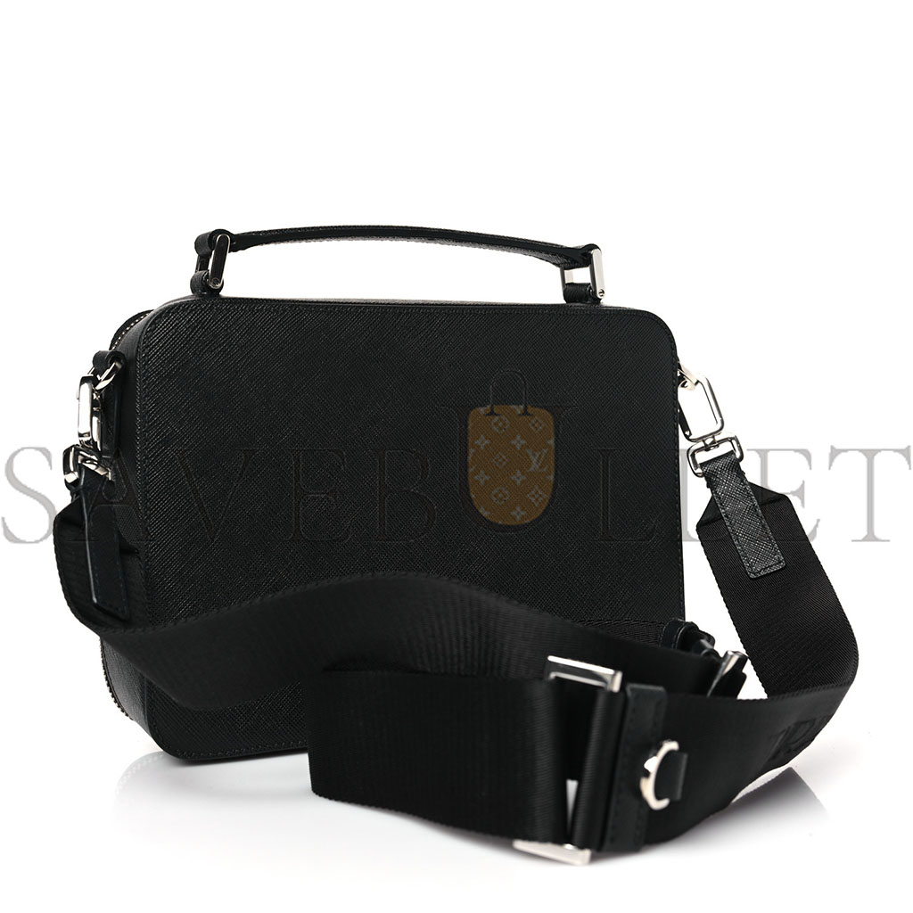 PRADA SAFFIANO TRAVEL MENS MEDIUM BRIQUE CROSSBODY BAG BLACK (22*17*6cm) PRADA SAFFIANO TRAVEL MENS MEDIUM BRIQUE CROSSBODY BAG BLACK (22*17*6cm)