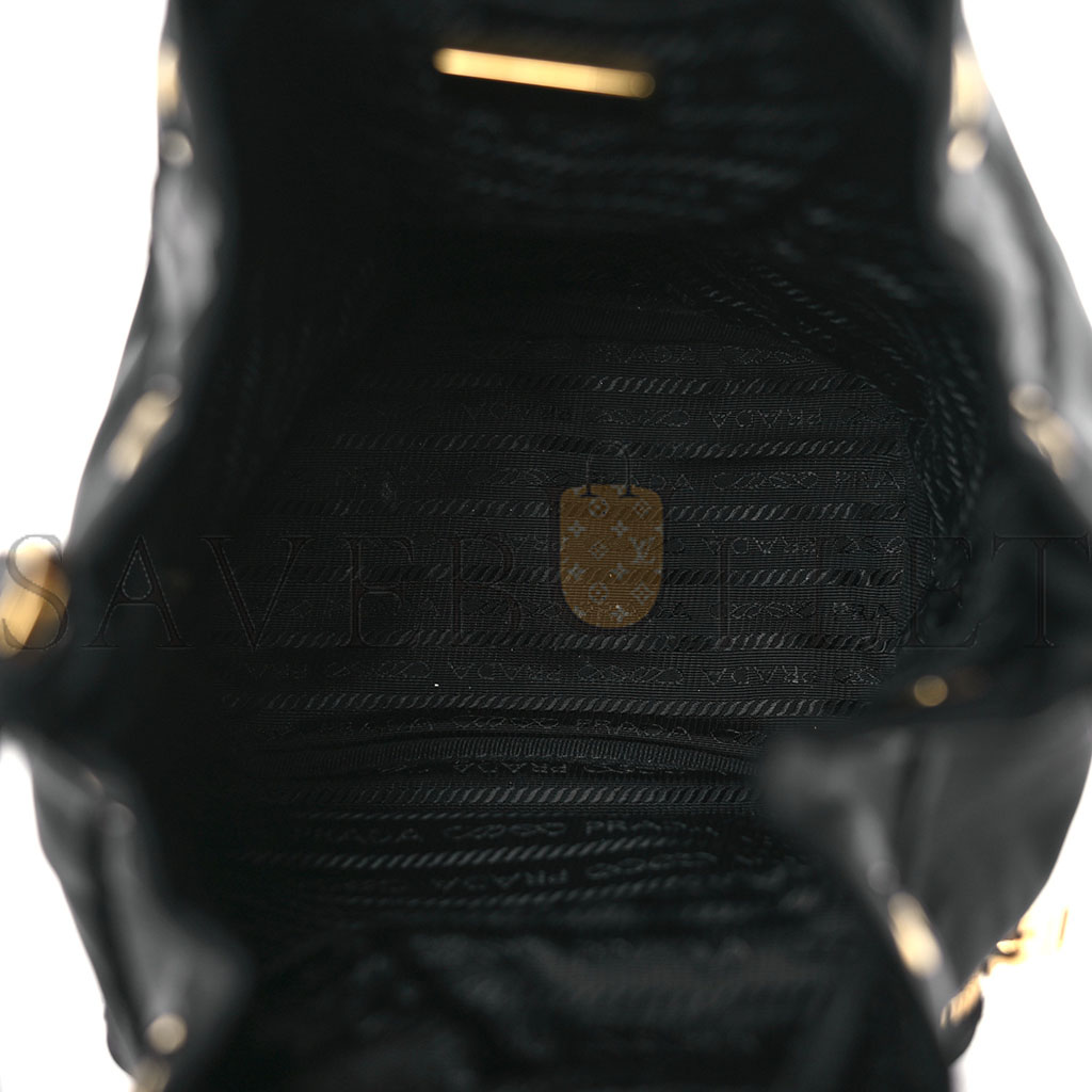 PRADA SAFFIANO TESSUTO NYLON MINI BUCKET CROSSBODY BAG BLACK (23*18*11cm) PRADA SAFFIANO TESSUTO NYLON MINI BUCKET CROSSBODY BAG BLACK (23*18*11cm)