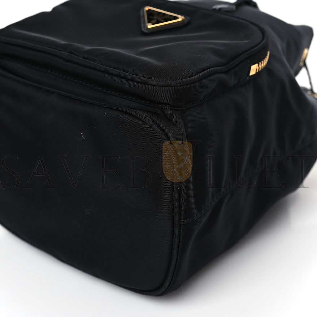 PRADA SAFFIANO TESSUTO NYLON MINI BUCKET CROSSBODY BAG BLACK (23*18*11cm) PRADA SAFFIANO TESSUTO NYLON MINI BUCKET CROSSBODY BAG BLACK (23*18*11cm)
