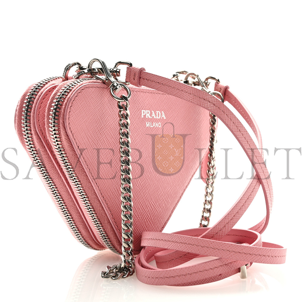 PRADA SAFFIANO MINI CROSSBODY POUCH PETAL PINK (15*10*4cm) PRADA SAFFIANO MINI CROSSBODY POUCH PETAL PINK (15*10*4cm)