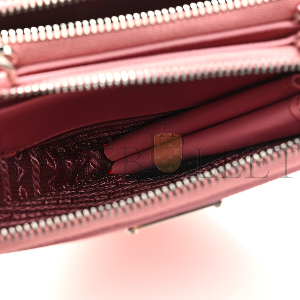 PRADA SAFFIANO MINI CROSSBODY POUCH PETAL PINK (15*10*4cm) PRADA SAFFIANO MINI CROSSBODY POUCH PETAL PINK (15*10*4cm)