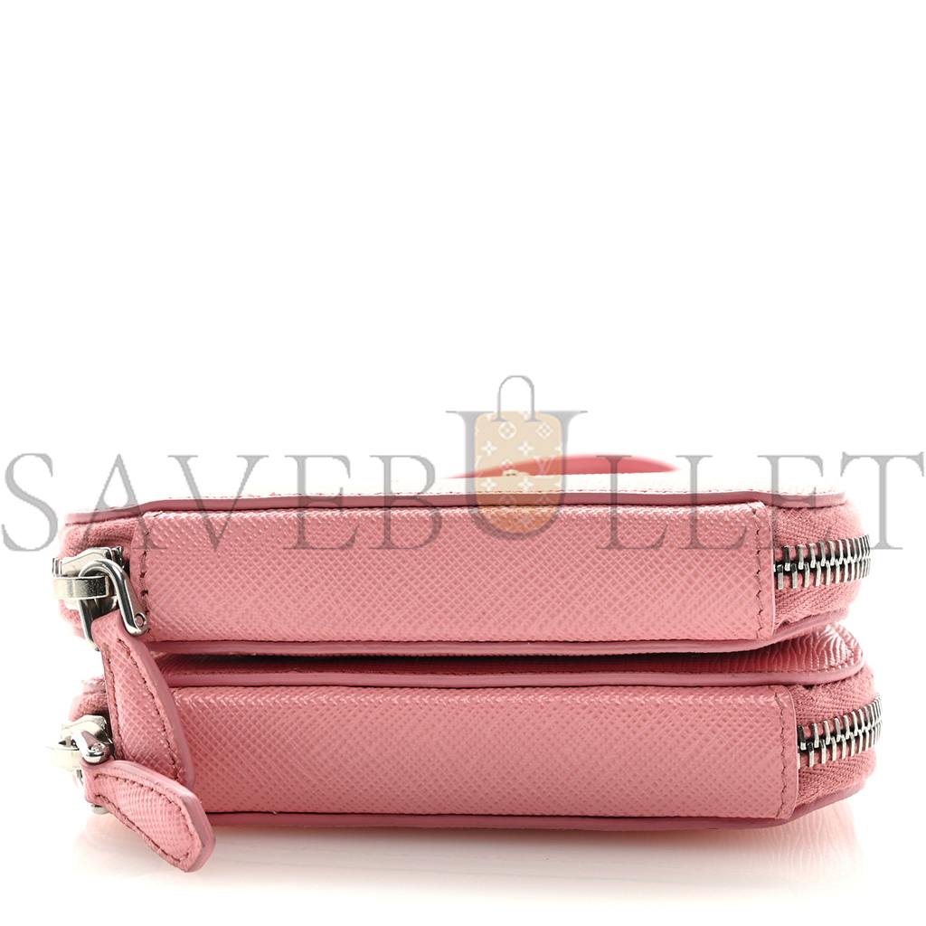PRADA SAFFIANO MINI CROSSBODY POUCH PETAL PINK (15*10*4cm) PRADA SAFFIANO MINI CROSSBODY POUCH PETAL PINK (15*10*4cm)